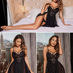 New Sexy Nightgown White Lace Babydoll Set Women's Romantic Sheer Floral Lingerie Flowy Skirt Chemise Mini Dress Hot Sale Nighty RT220