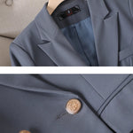 Gray Black Blue White Fashion Women Pant Suit Long Sleeve Solid Ladies Blazer and Trouser Formal 2 Piece Set For Autumn Winter RT220