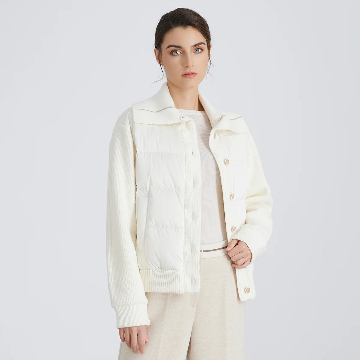 BC930 100% wool and white goose down spliced down jackets for women of high quality from luxury brands coats RT220