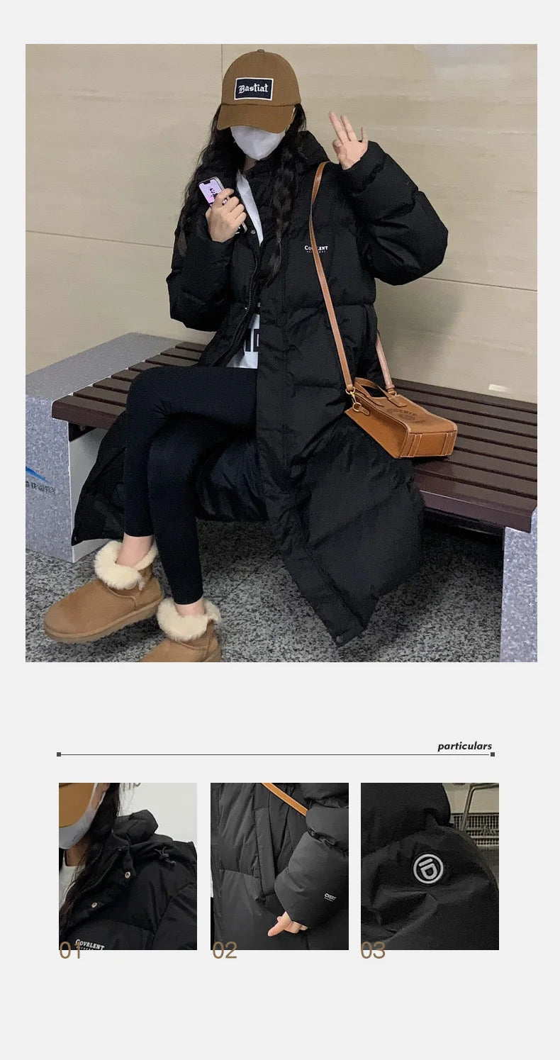 ITOOLIN Women oversize Loose Coat Zipper Pockets Down Coat Turtleneck Thicken Long Coat Casual Parkas Women 2023 Autumn Winter RT220