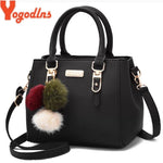 Yogodlns Women Beading Pendant Handbag Ladies Embossed Shoulder Bag Ladies Messenger Bag Hairball Bags High Quality Bag RT220