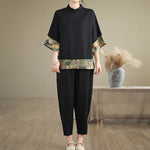 Oversized Summer Pullover T-Shirt Tops Women Print Patchwork Fashion Casual Loose Pleated Ladies Blouses Short Sleeve Woman Tops RT220