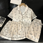 Honey Peach Print Lace Korean Ins Style Pajamas Women Y2k Three-piece Set Classy Sweet Cute Lady Lounge 2024 New Spring Homewear RT220