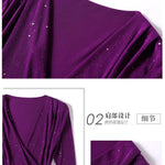 New Spring Women's T-Shirt Cross V-Neck Solid Color Bright Powder Slim Long-Sleeved Mesh Tops Elastic Bottoming Shirt RT220