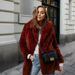 Thick Faux Fur Jacket Women Wine Red Autumn Winter Korean Maxi Coat Long Warm Luxury Fur Black Parkas Bontjas Furry Outerwear RT220