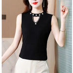 Women Spring New Fashion Sweet Pullovers Base Layers Candy Color Diamonds Hollow Out Knit Vest Slim Versatile Sleeveless Tops RT220