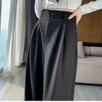 Elegant Wide Leg Pants Women Korean Style High Waist Black Baggy Pants Office Ladies Fashion Loose Suit Trousers Streetwear 2024 RT220