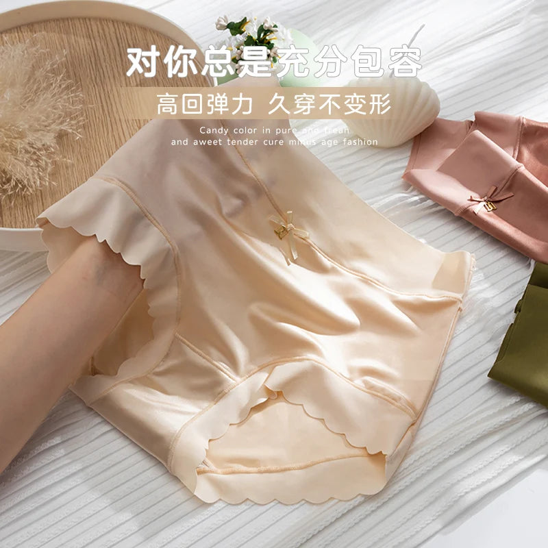Silk Panties Nice Briefs Soft Underwear Women's Mid rise Elegance Girls Sexy Lingerie RT220