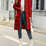 Winter New Hooded Mid Length Slim Fit Warm Long Sleeve Solid Color Jacket For Women,3 Colors RT220