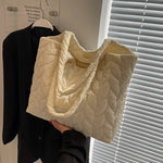 Lingge Embroidered Thread Women's Bag New Small Design Sense Handbag Simple And Large Capacity Shoulder Fabric Bag RT220