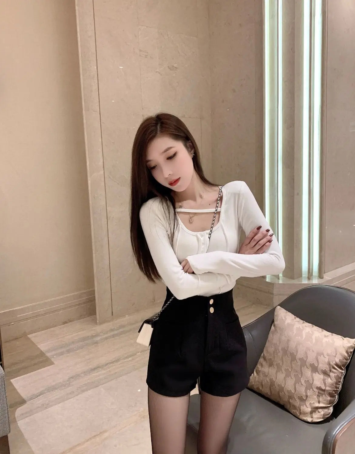 Plus Velvet Thicker Shorts Women Korean Style All-match Sexy Kpop High Waist Autumn Winter Club Streetwear Fashion Solid Buttons RT220