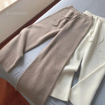 Autumn and Winter New High-waisted Loose Wool Knitted Wide-leg Trousers for Women To Wear Straight Leg Wide-leg Moped Trousers RT220