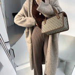 Autumn Winter Casual Thick Knitted Pant Women Long Trousers Elastic High Waist Kniting Wide Leg Pants Striped Pantalon RT220