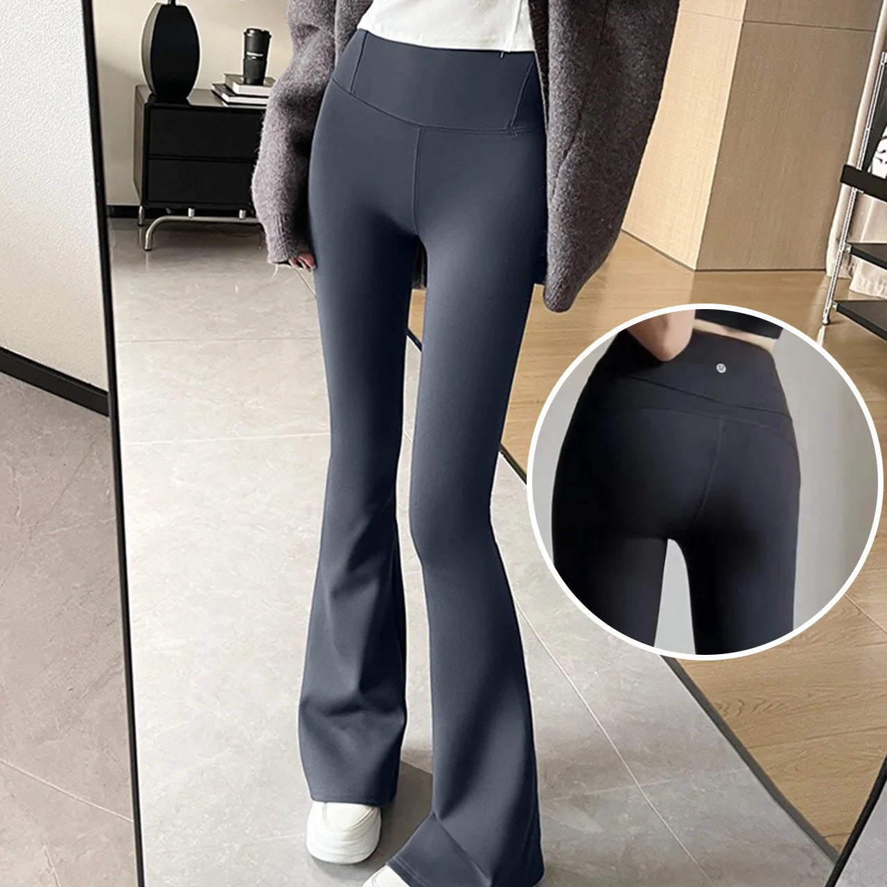 Outer Wear Women's Peach Hip Flare Pants Slim Yoga Pants Solid Color High-waisted Antibacterial Hundred Bottoms RT220