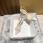 Summer Women Baotou Sandals 2024 New French Transparent Pointed Toe Crystal Stiletto Heel Sandals Pumps Zapatillas Mujer RT220