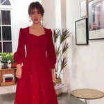 Red Elegant Fish Tail Dress 2025 Performance Host Bridesmaid Group Graduation Ceremony Ball Gown for Sisters RT220