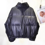 Women Leather Down Jacket Winter 2025 High End Genuine Sheepskin Down Coat Outdoor Thicked Warm Short Puffer Jacket Streetwear RT220