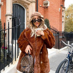 Thick Faux Fur Jacket Women Wine Red Autumn Winter Korean Maxi Coat Long Warm Luxury Fur Black Parkas Bontjas Furry Outerwear RT220