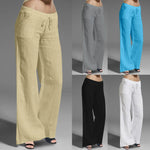 Women White Cotton Linen Pants Casual Low Waist Lightweight Wide Leg Pants Streetwear Bottom Sweatpants Hiking Pants For Women RT220