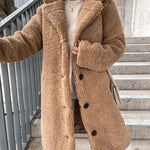 Women Faux Fur Thin Long Coat Warm Autumn Winter Teddy Female Casual Coat Oversized Soft Fluffy Fleece Jackets Overcoat RT220