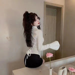Sexy Slim Bandage Shirts Women Y2K Fashion Lapel Bell Sleeve White Blouses Female Korean Streetwear Spring Buttons Tops New RT220