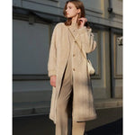 Women Fur Cardigan Thickened Long 2024Autumn Winter V-neck Jacket Female Loose Simple Leisure With Buttons Casual Faux Fur Coat RT220