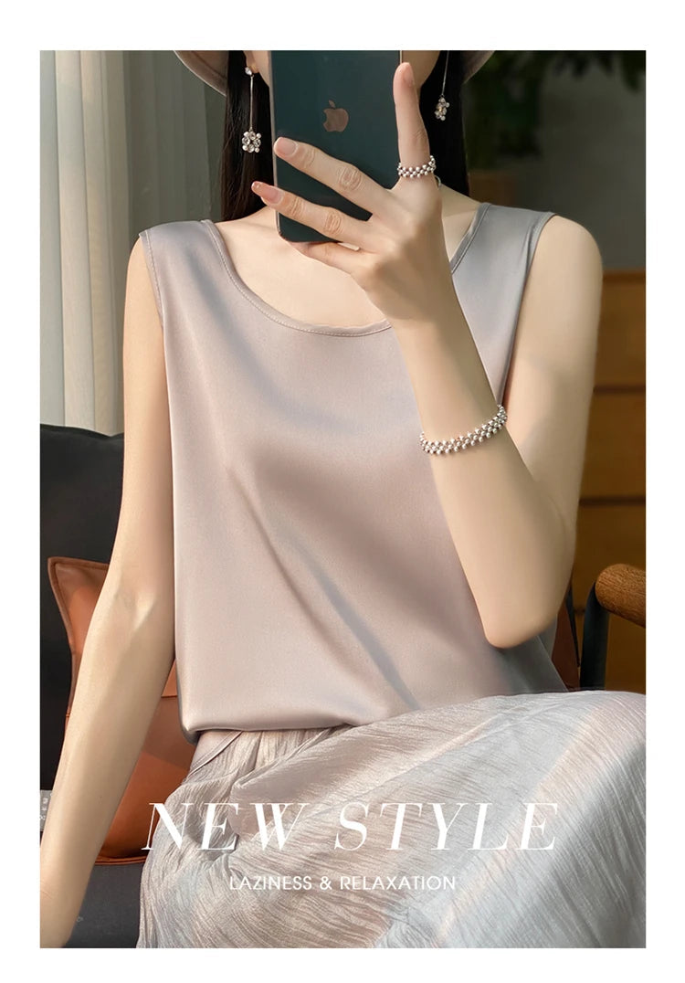 Women Tops Solid Spring Summer Casual Crop Tops Sexy O-neck Tank Tops Office Lady Pink White Top 2024 Fashion Korean Tank Top RT220