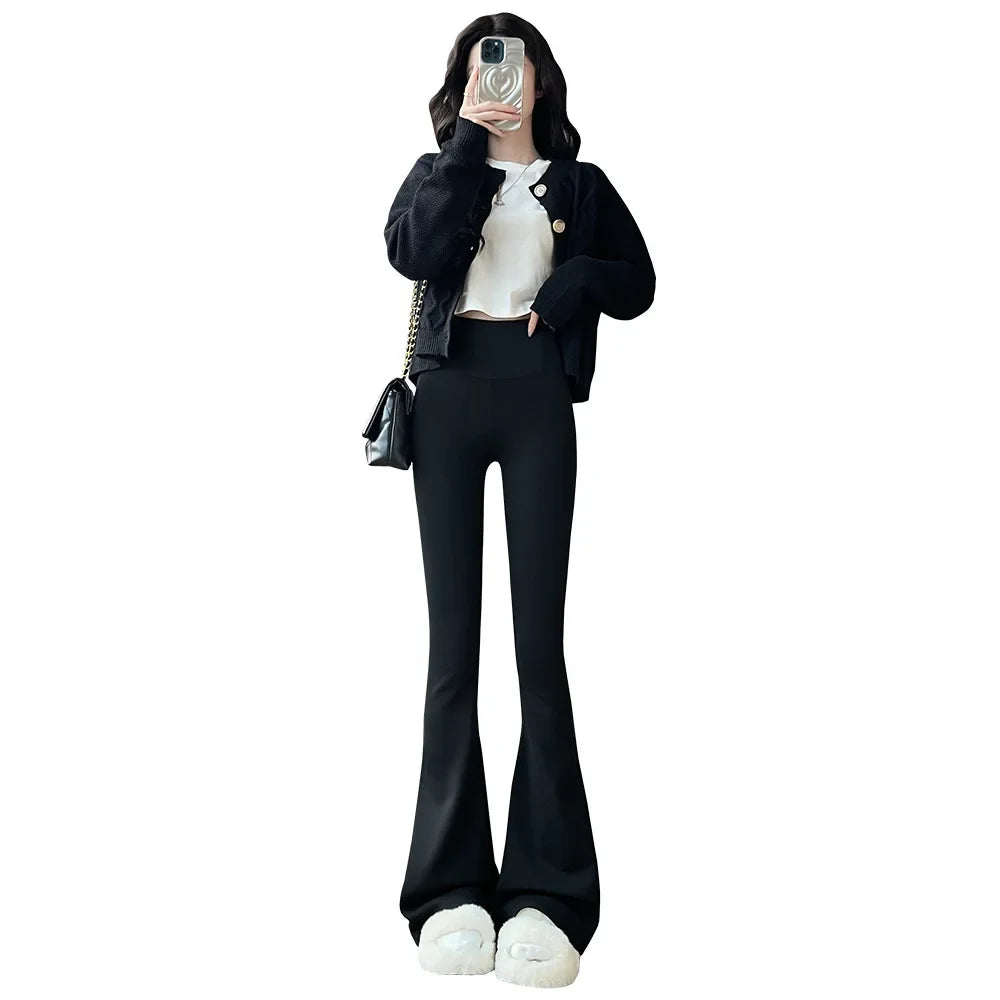 Outer Wear Women's Peach Hip Flare Pants Slim Yoga Pants Solid Color High-waisted Antibacterial Hundred Bottoms RT220