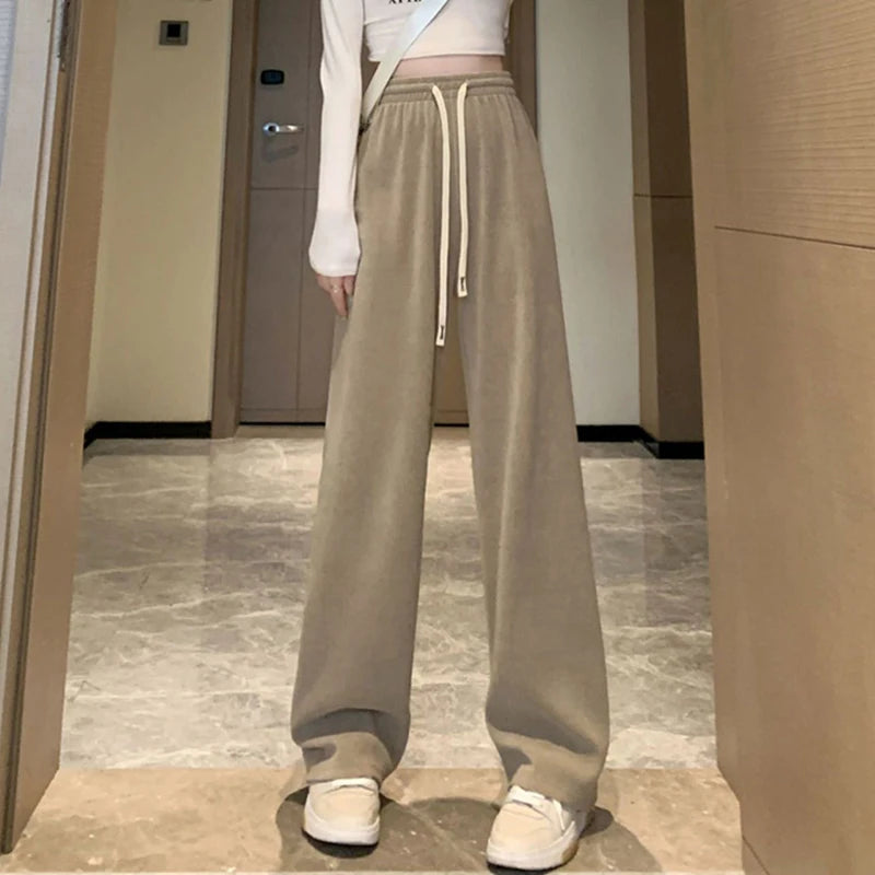 ITOOLIN Women Casual Loose Straight Pants High Waist Corduroy Pants Fashion Women All Match Office Trousers 2024 Spring Autumn RT220