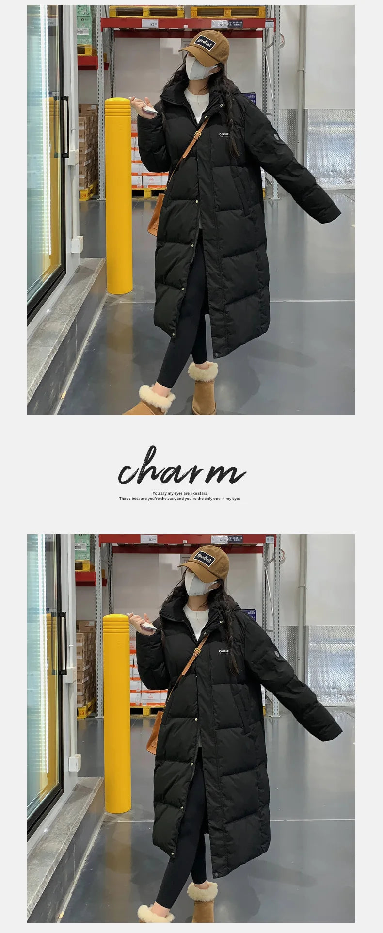 ITOOLIN Women oversize Loose Coat Zipper Pockets Down Coat Turtleneck Thicken Long Coat Casual Parkas Women 2023 Autumn Winter RT220