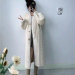 Women Fur Cardigan Thickened Long 2024Autumn Winter V-neck Jacket Female Loose Simple Leisure With Buttons Casual Faux Fur Coat RT220