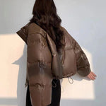 Women Leather Down Jacket Winter 2025 High End Genuine Sheepskin Down Coat Outdoor Thicked Warm Short Puffer Jacket Streetwear RT220