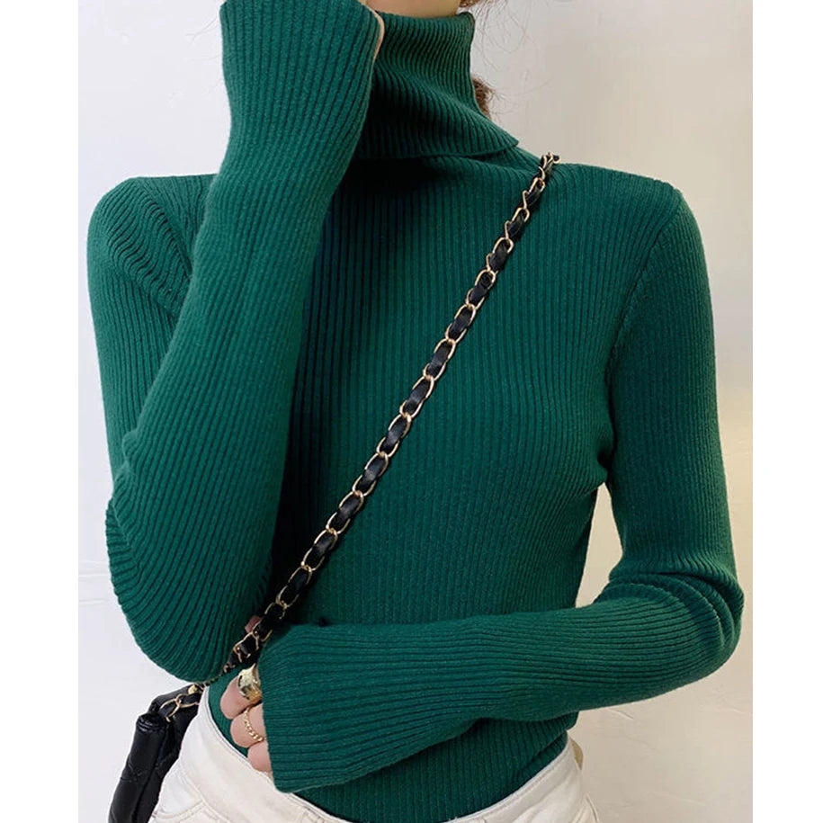 Women Fall Turtleneck Sweater Knitted Soft Pullovers Cashmere Jumpers Basic Soft Sweaters For Women 2025 Autumn Winter RT220