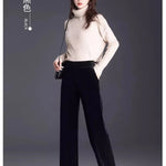 Golden Velvet Wide Legged Pants 2024 Spring and Autumn High Waist Hanging Good Casual Pants Blue Loose Straight Women's Pants6XL RT220