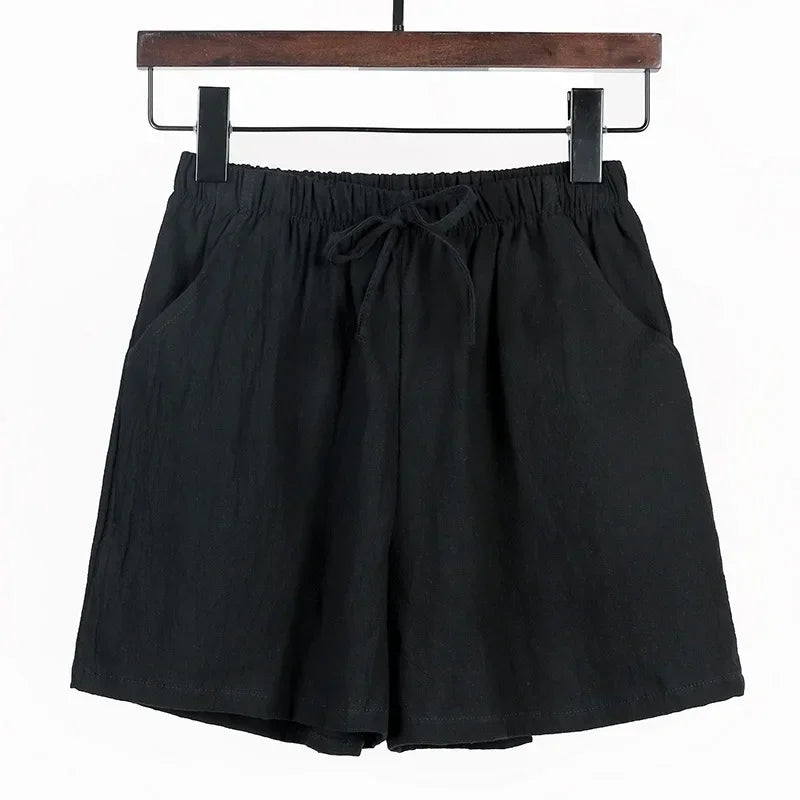 High Waisted Casual Linen Shorts Women Gym Workout Shorts Cotton Short Pants Loose-fitting Ladies Short Femme Women Shorts Sport RT220