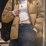 Maden Women Down Jacket Autumn Winter 90% White Duck Down Thickened and Warm Stand Collar Outerwear Coat Windproof Jacket RT220