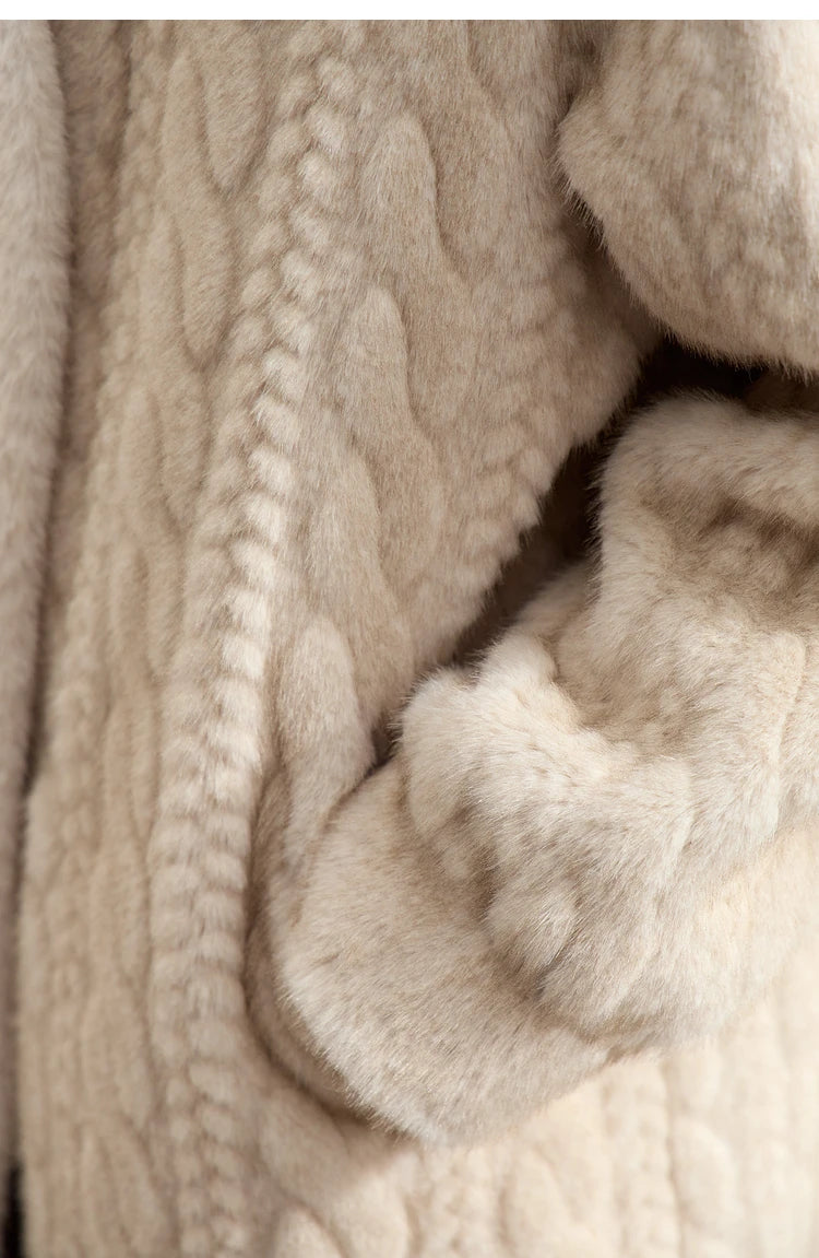 Women Fur Cardigan Thickened Long2025Spring And Autumn V-neck Jacket Female Loose Simple Leisure With Buttons Faux Fur Mink Coat RT220