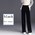 Golden Velvet Wide Legged Pants 2024 Spring and Autumn High Waist Hanging Good Casual Pants Blue Loose Straight Women's Pants6XL RT220