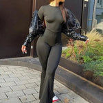 Jumpsuits Autumn New Women Sexy Black Backless Long Sleeve Bodycon Rompers Fashion Streetwear Flare Pants Casual Slim Jumpsuits RT220
