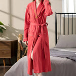 Spring Autumn Long Sleeve Cotton Casual Loose-fit Quick Dry Bathrobe For Women Medium-length Home Use Robe For Young Mothers RT220