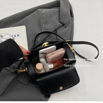 Classic Black Shoulder Bag Women's Versatile Retro Crossbody Square Bags 2024 New Large Capacity Textured Leather Flap Handbags RT220