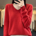 2024 New Womens Basic V-neck Pullover Sweater 100% Merino Wool Long Sleeve Cashmere Knitwear Autumn Winter Female Clothing Tops RT220