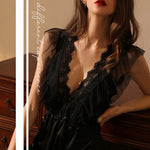 2022 New Sleepwear Women Summer Silk Nightdress Beauty Back Night Dress Home Clothes Nightwear Sleepshirts Satin Negligee RT220