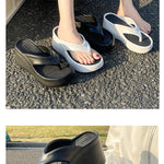 7CM Women's High Heeled Slippers Fashion Street Slides Outdoor Flip Flops Light EVA Comfortable Heightening Shoes RT220