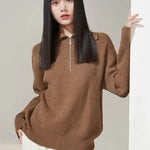 Fashion Women Sweaters 2025 LOOSE Zipper Design Pullovers Casual Solid Turtleneck Thickening Pink Knitted Winter Women's Sweater RT220