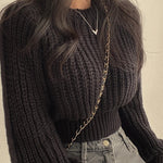 Loose Vintage Harajuku Lantern Long Sleeve Women Sweater Korean Autumn Winter Knitwear Soft Warm Tops Chic Solid Femme Sweater RT220