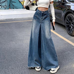 Woman High Waist High Street Wide Leg Jeans Female Loose Designer Pants Girls Fashion Y2k Blue Light Blue Gothic Denim Trousers RT220
