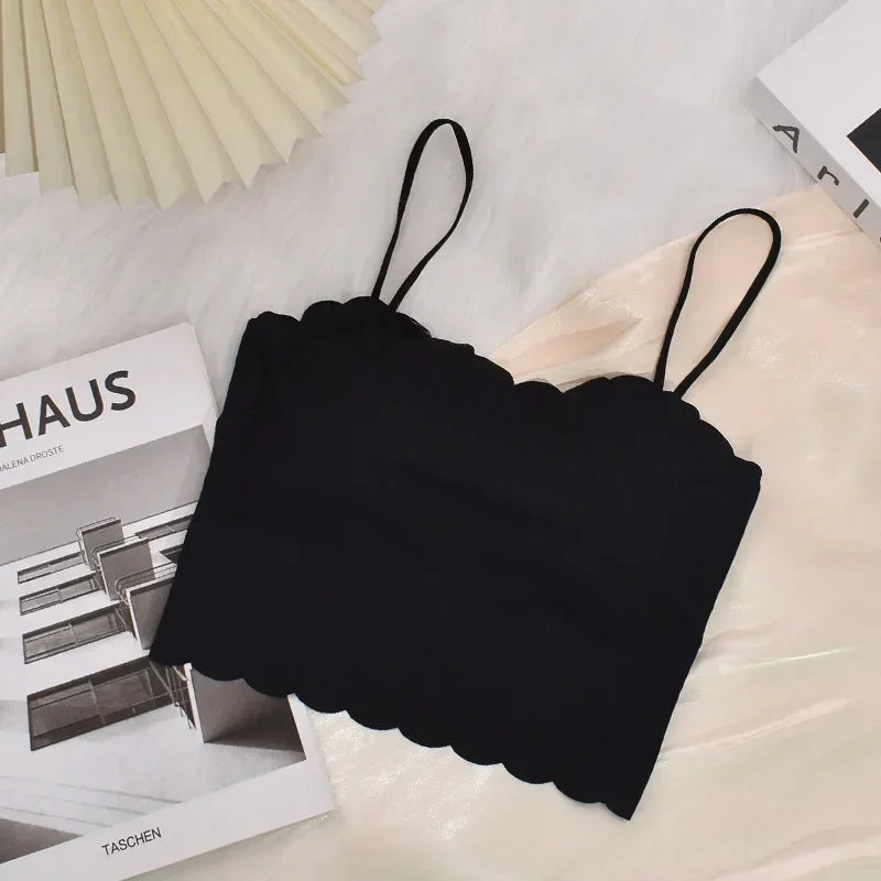 2024 Fashion Summer Sexy Sports Bras for Women Push Up Lingerie Ice Silk Seamless Word Sling Female Tube Top White Top Tanks RT220