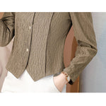 Fashion V-Neck Womens Shirts And Blouse 2025 Spring Autumn Simplicity Streetwear Tops Women Elegant Slim Casual Clothing Femme RT220