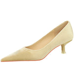 Western Style Fashion Simplicity Party Women Shoes 4.5cm Thin Heels Mid-heels Shallow Pointed Toe Flock Ladies Shoes Wine Red RT220